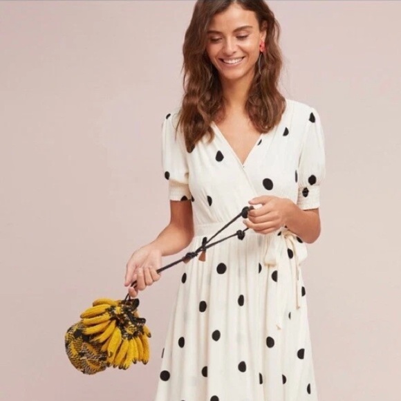 Anthropologie Maeve Breana Polka Dot Midi Dress Size 6 - Picture 3 of 14